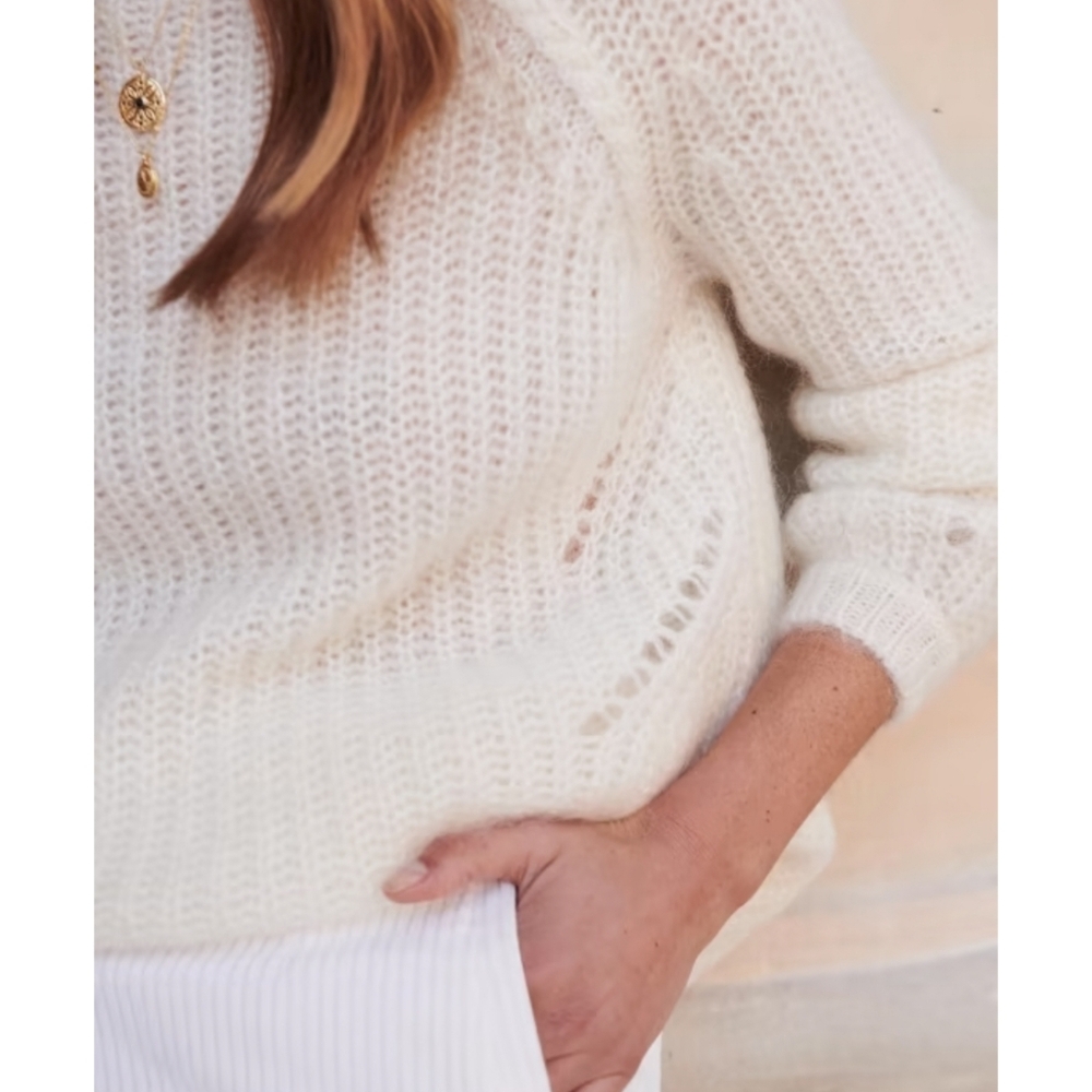 Sezane Dwell Jumper Knit Sweater, Size Medium, Color Ecru - Picture 3 of 3